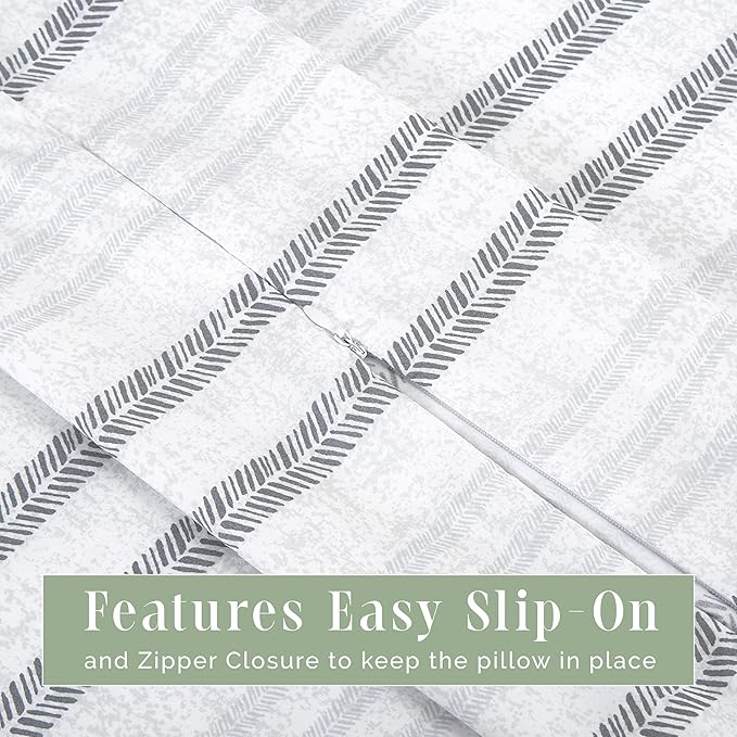 Elegant Comfort Ultra Soft 1-Piece Set Striped Print Pillowcases - 1500 Premium Hotel Quality Microfiber, Soft and Smooth Hidden Zipper Closure 1-Piece Pillow Covers - Body Pillowcase, Traci Gray