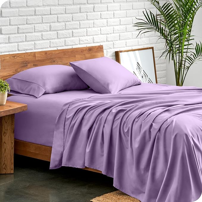 Bare Home King Sheet Set - 1800 Ultra-Soft Microfiber King Bed Sheets - Double Brushed - Deep Pockets - Easy Fit - 4 Piece Set - Bedding Sheets & Pillowcases (King, Lavender)