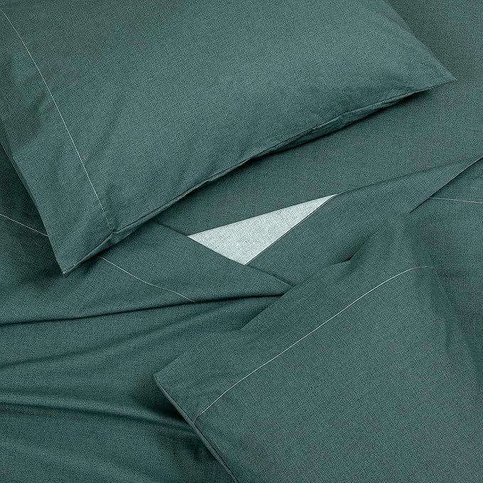 ROYALE LINENS 300 Thread Count 100% Long Staple Combed Cotton Textured Sheet Set - 3 Piece Twin Bed Sheets - 1 Fitted, 1 Flat & Pillow case -Soft Cool & Crisp Sheet Set (Twin, Textured Green)