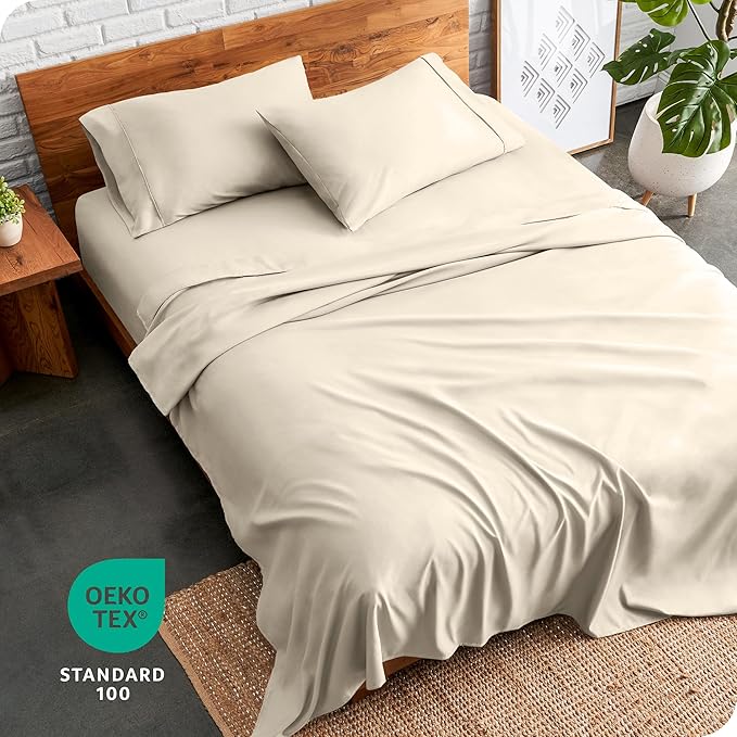 Bare Home Split California King Sheet Set - 1800 Ultra-Soft Microfiber Bed Sheets - Double Brushed - Deep Pockets - Easy Fit - 5 Piece Set - Bed Sheets (Split Cal King, Sand)