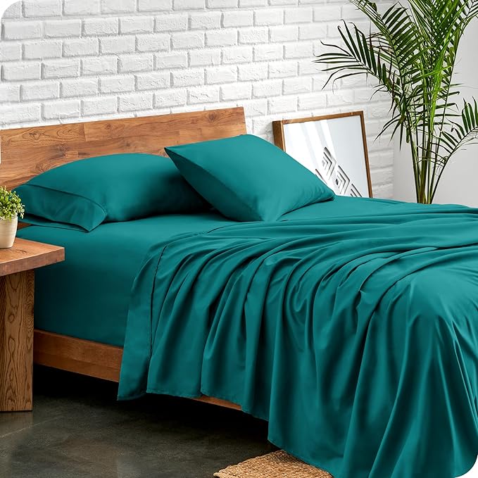 Bare Home Twin XL Sheet Set - 1800 Ultra-Soft Microfiber Twin Extra Long Bed Sheets - Double Brushed - Deep Pockets - Easy Fit - 3 Piece Set - Bedding Sheets & Pillowcases (Twin XL, Emerald)