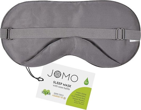 100% Bamboo Viscose Sleep Eye Mask - Dark Gray - Superior to Cotton - Light Blocking Travel Blindfold for Men & Women - Ultra-Soft & Comfortable with Adjustable Strap for Restful Sleep - by JoMo