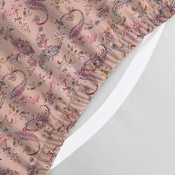 Elegant Comfort Luxury Soft Bed Sheets Paisley Pattern - 1500 Premium Hotel Quality Microfiber Softness Wrinkle and Fade Resistant (6-Piece) Bedding Set, California King, Paisley Coral