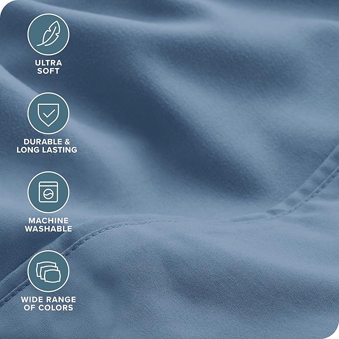 Bare Home Hotel Luxury Full Sheet Set, Extra Soft - 6 Piece Set - Deep Pockets - Easy Fit - Cooling & Breathable - Wrinkle, Fade, Stain Resistant - Includes 4 Pillowcases (Full, Coronet Blue)