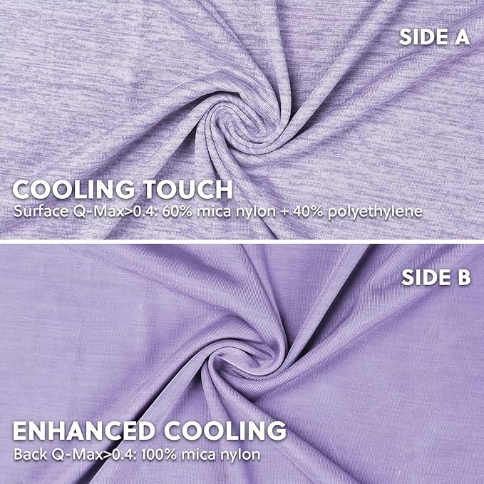 HOMFINE Cooling Pillowcases Queen Size - Double Side Q-Max 0.439 Cooling Fiber for Pillow Protector, Breathable Cold Pillow Cover for Hot Sleeper Night Sweat, Hidden Zipper, 2 Pack (20"x30", Purple)