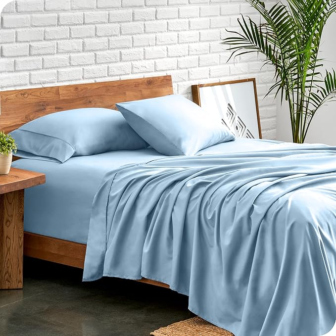 Bare Home King Sheet Set - 1800 Ultra-Soft Microfiber King Bed Sheets - Double Brushed - Deep Pockets - Easy Fit - 4 Piece Set - Bedding Sheets & Pillowcases (King, Light Blue)