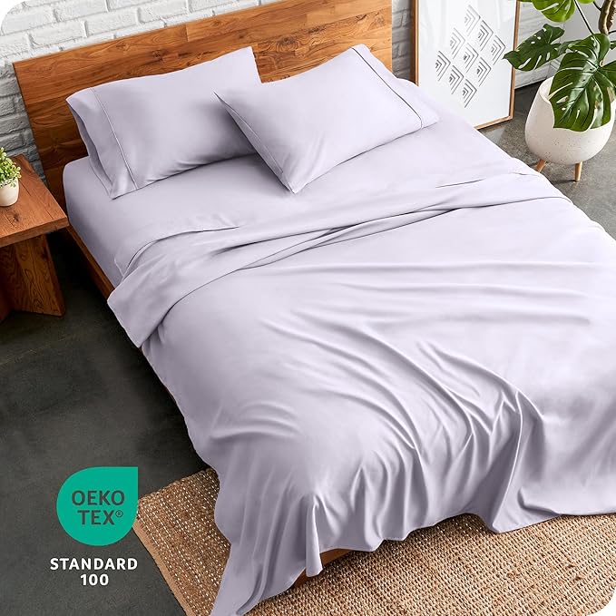 Bare Home Split Head Flex King Sheet Set - 1800 Ultra-Soft Microfiber Bed Sheets - Double Brushed - Deep Pockets - Easy Fit - 4 Piece Set - Bedding Sheets & Pillowcases (Light Lavender)
