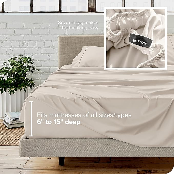 Bare Home Split King Sheet Set - 1800 Ultra-Soft Microfiber Bed Sheets - Double Brushed - Deep Pockets - Easy Fit - 5 Piece Set - Bedding Sheets & Pillowcases (Split King, Wheat)