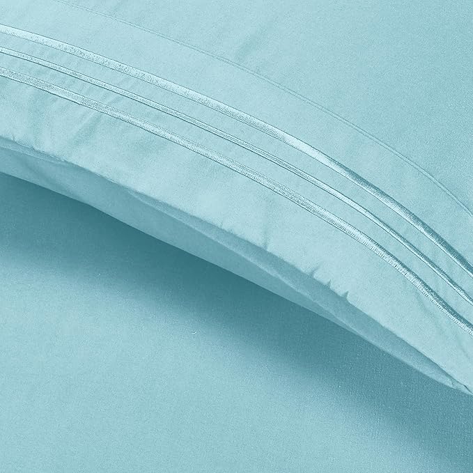 Elegant Comfort Luxury Ultra-Soft 2-Piece Pillowcase Set - 1500 Premium Hotel Quality Microfiber Double Brushed - Wrinkle Resistant, Standard/Queen, Aqua Blue