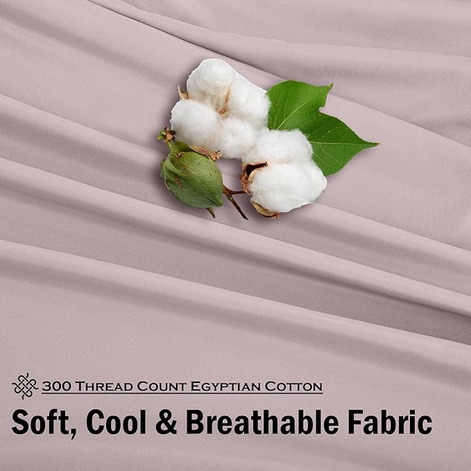 ROYALE LINENS 300 Thread Count 100% Long Staple Combed Cotton Sheet Set - 4 Piece Full Bed Sheets - 1 Fitted, 1 Flat, 2 Pillow Cases -Soft Cool & Crisp Sheet Set (Full, Lavender)