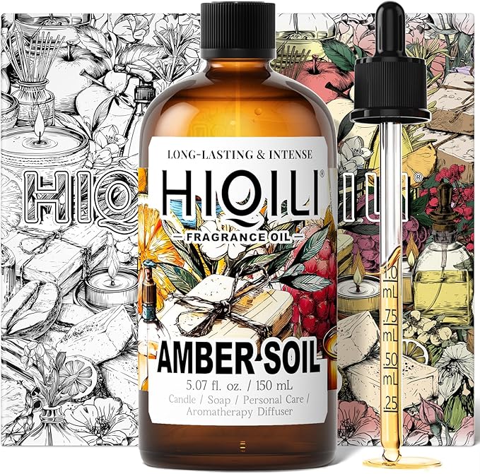HIQILI Amber Soil Fragrance Oil for Diffuser, Perfume & Hair Perfume Mist Making - Citrus, Pepper & Woody Notes, Long-Lasting Scent - 5.07 Fl Oz