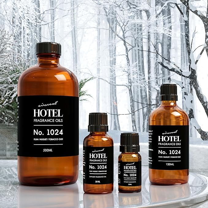 AirScent Hotel Diffuser Oil No. 1024 Inspired by the JW M Hotel - Plum Muguet Tobacco Oud -Premium Fragrance Oil for Ultrasonic and Waterless Diffusers and Crafting - 30 ml, 1 fl oz