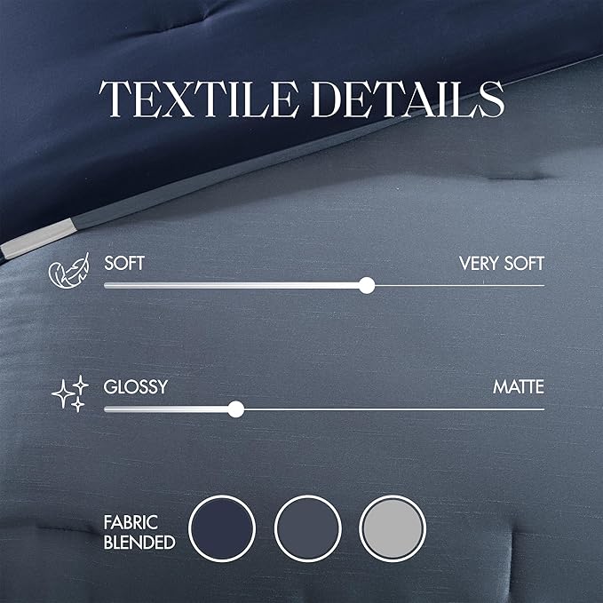 Madison Park Cozy Comforter Set-Deluxe Hotel Collection, All Season Down Alternative Luxury Bedding with Matching Shams, Decorative Pillows, Queen(90"x90"), Genevieve, Navy 7 Piece