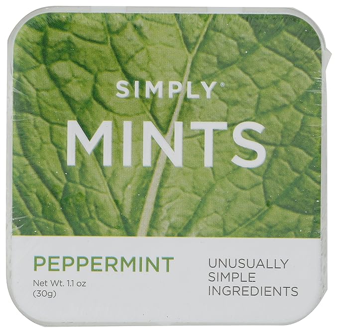 SIMPLY Mints | Peppermint Breath Mints | Pack of One (30 Pieces Total) | Breath Freshening + Aspartame-Free + Vegan + non-GMO