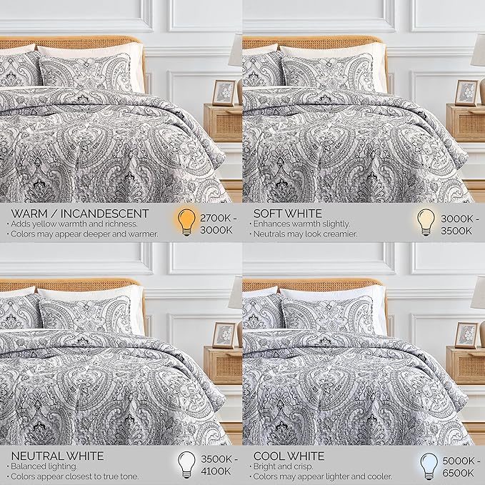 Southshore Fine Living, Inc. Boho King Quilt Set, Lightweight Bedspread, Summer Coverlet, 3-Piece Paisley Bedding Set with Two Matching Quilted Pillow Shams, California/King Quilts, Black