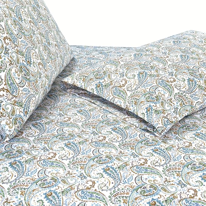Elegant Comfort Luxury Soft Bed Sheets Paisley Pattern - 1500 Premium Hotel Quality Microfiber Softness Wrinkle and Fade Resistant (6-Piece) Bedding Set, Queen, Paisley Teal