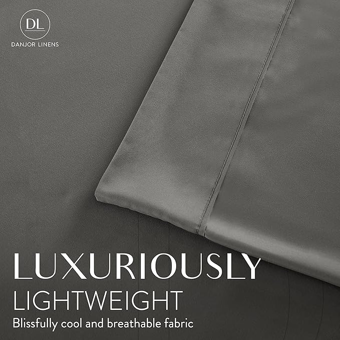 Danjor Linens Bed Sheet Set Twin XL for College Dorm Room, Back to School Items, Sheets with 2 Pillowcases, Lightweight Brushed Microfiber Deep Pockets, 4 Piece Bedding Sets, Gray