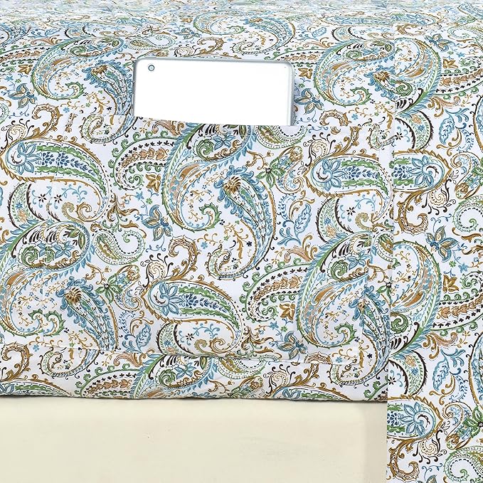 Elegant Comfort Luxury Soft Bed Sheets Paisley Pattern - 1500 Premium Hotel Quality Microfiber Softness Wrinkle and Fade Resistant (6-Piece) Bedding Set, California King, Paisley Teal